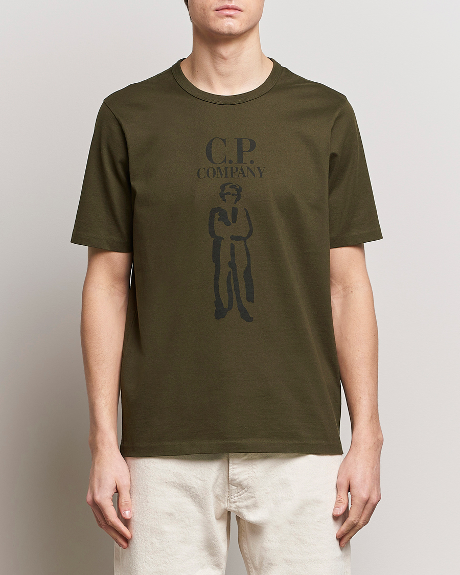 Homme | T-shirts | C.P. Company | Mercerized Heavy Cotton Logo T-Shirt Army
