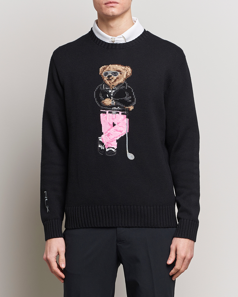 Men | RLX Ralph Lauren | RLX Ralph Lauren | Bear Golfer Knitted Sweater Polo Black