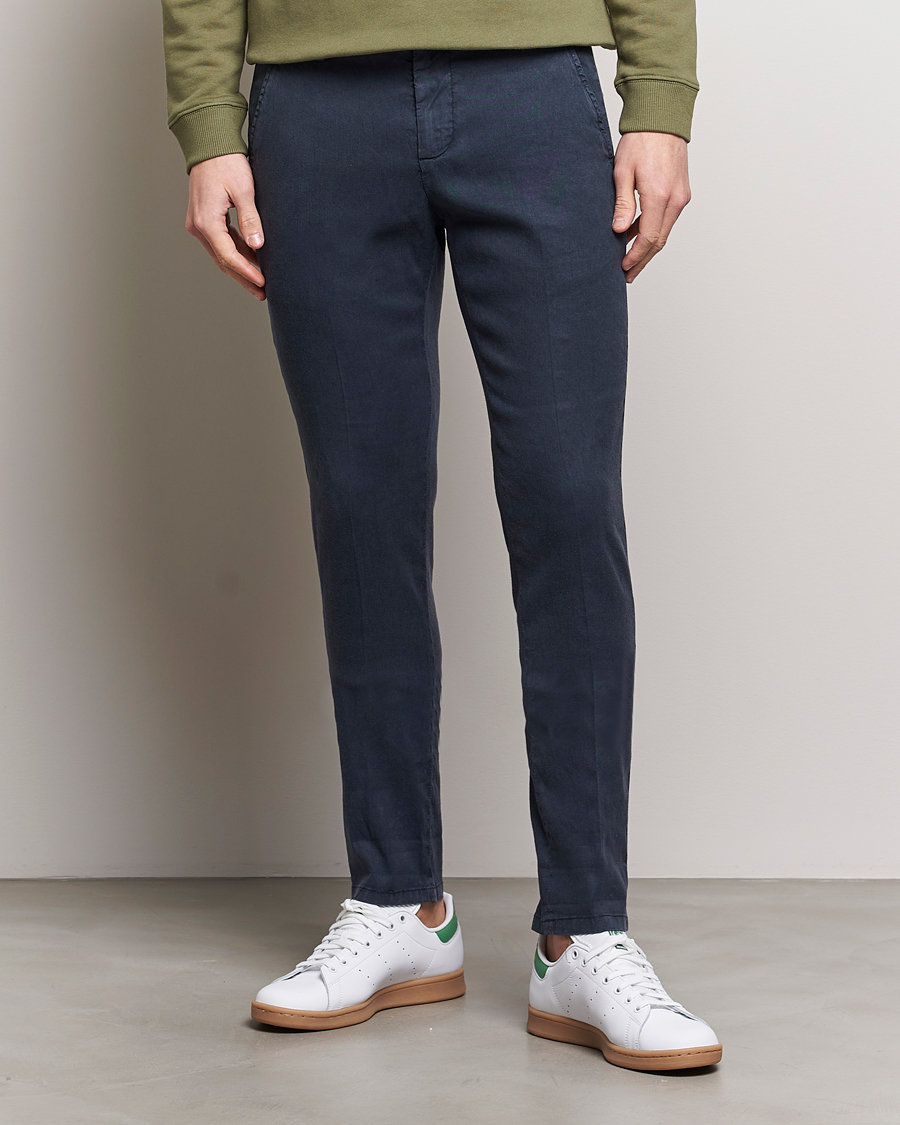 Homme | Pantalons | Dondup | Gaubert Linen Stretch Chinos Navy