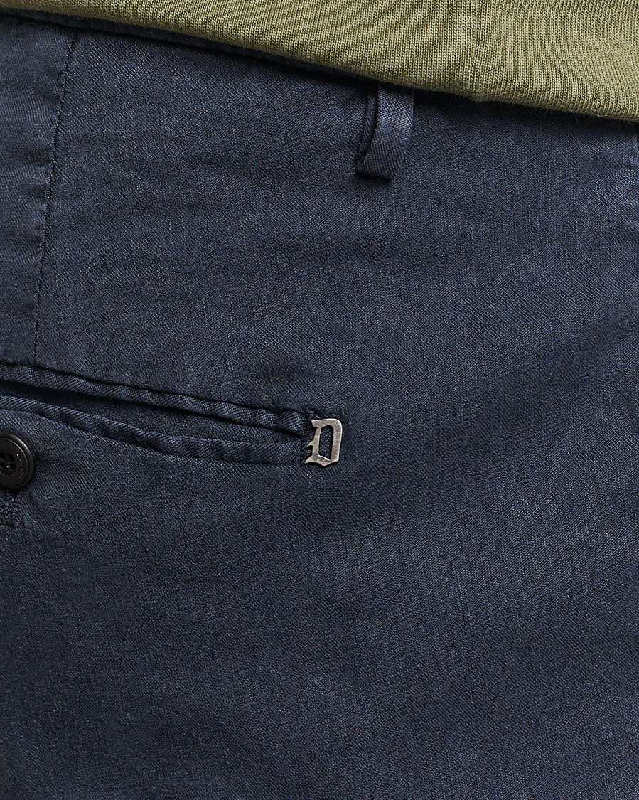 Homme | Pantalons | Dondup | Gaubert Linen Stretch Chinos Navy