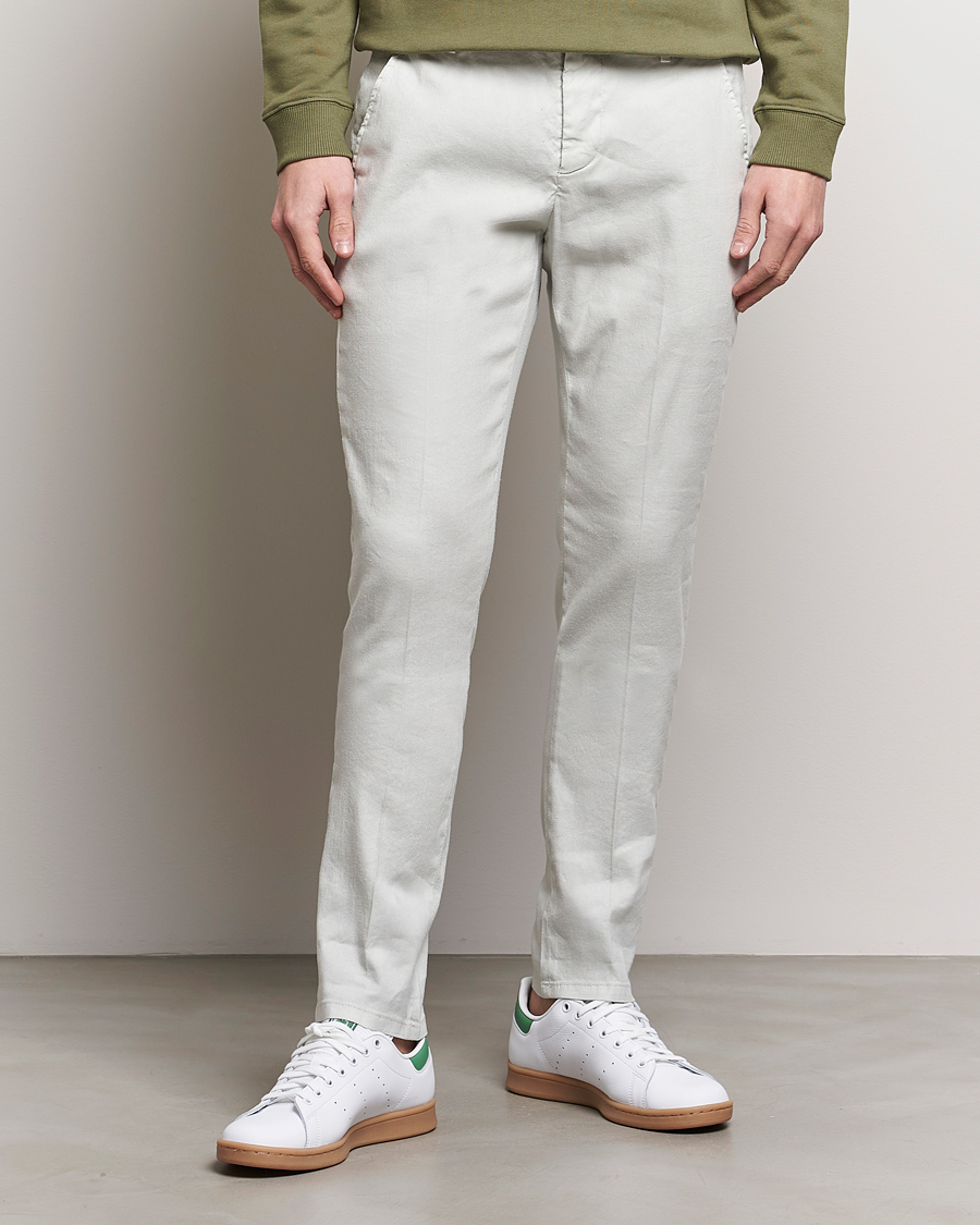 Homme | Pantalons En Lin | Dondup | Gaubert Linen Stretch Chinos Light Grey