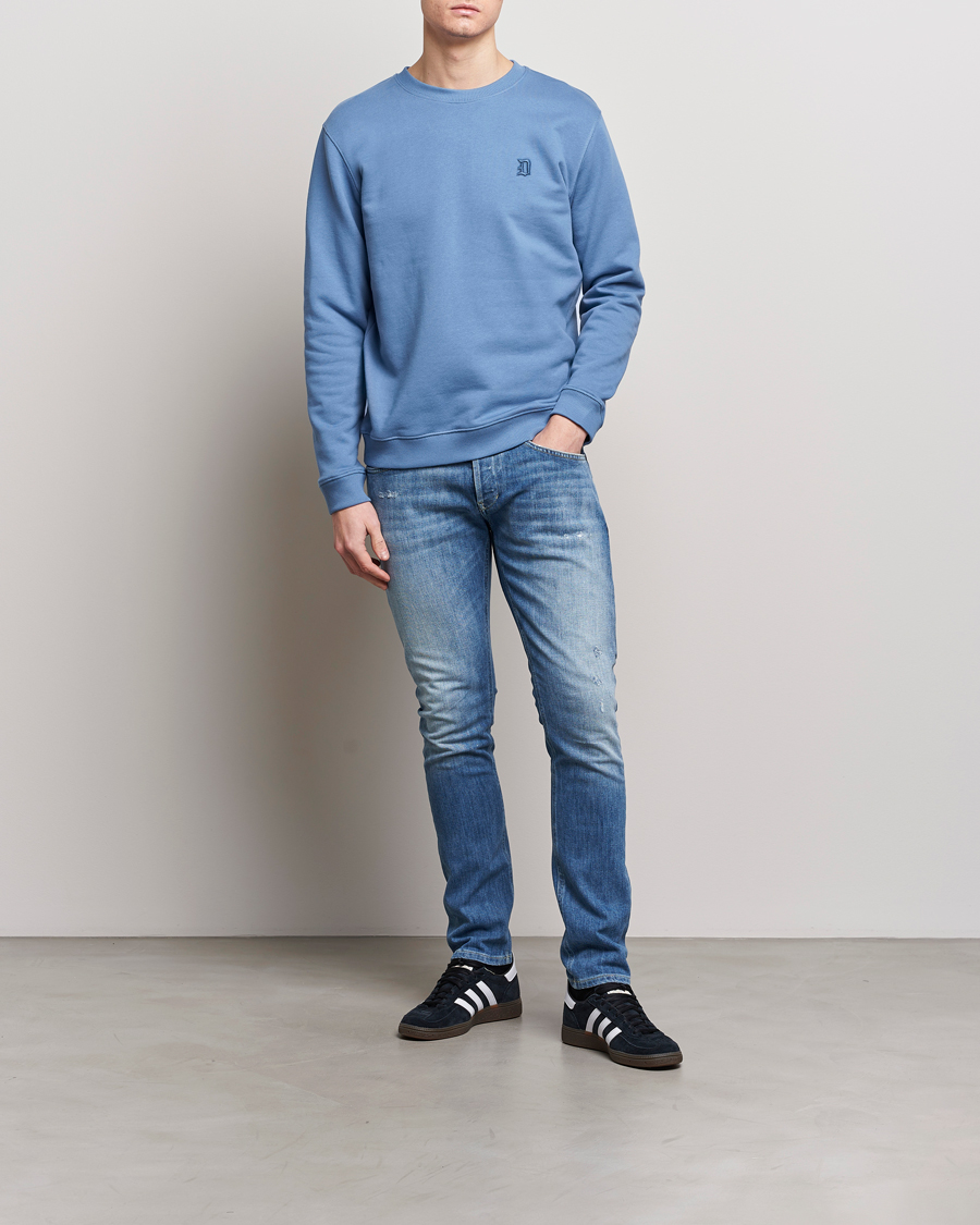 Homme | Pulls Et Tricots | Dondup | Loco Crew Neck Sweatshirt Washed Blue