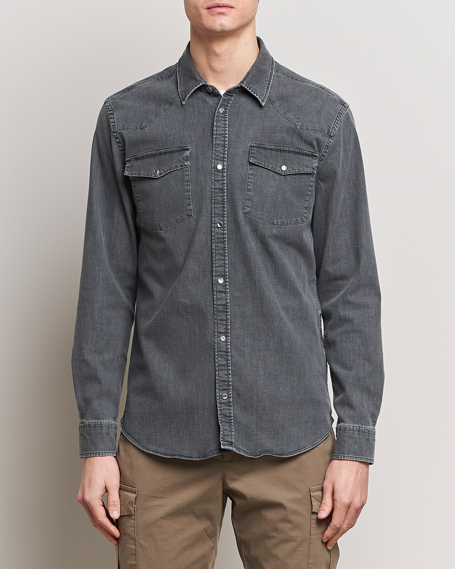 Herre | Skjorter | Dondup | Slim Fit Pocket Denim Shirt Washed Grey
