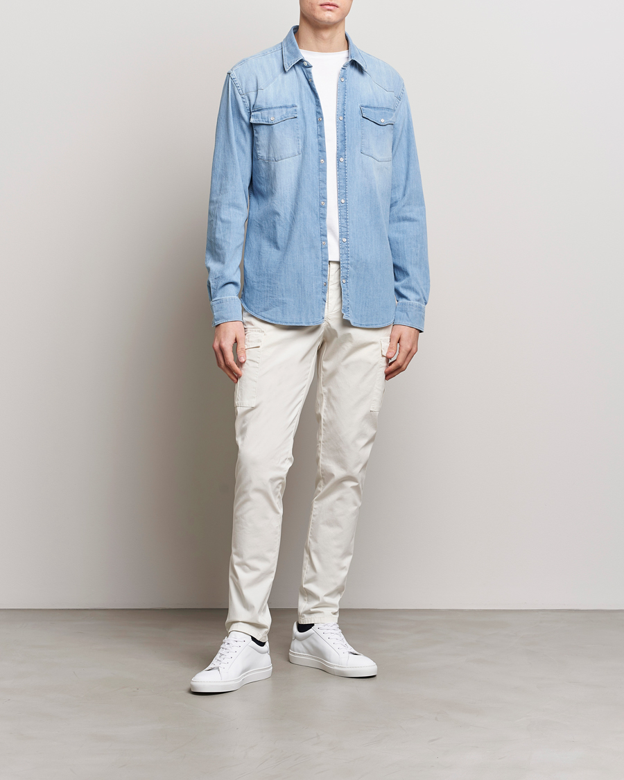 Homme | Chemises | Dondup | Slim Fit Pocket Denim Shirt Light Blue