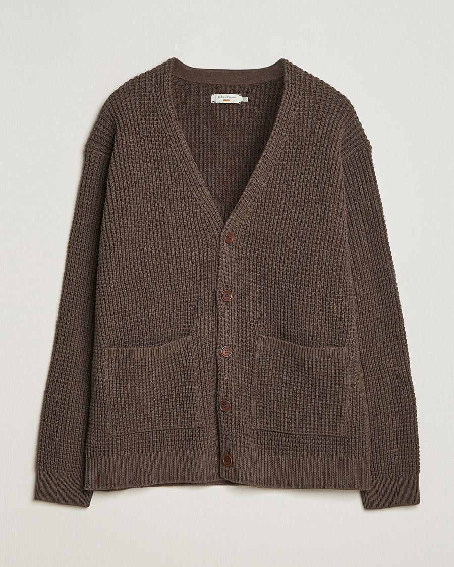 Homme | Pulls Et Tricots | Nudie Jeans | Kent Pineapple Knitted Cardigan Brown Melange