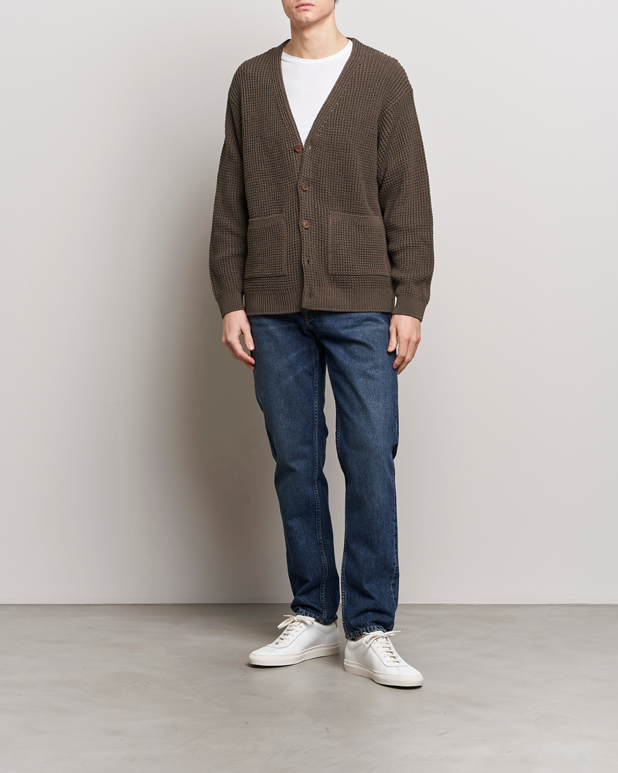 Homme | Pulls Et Tricots | Nudie Jeans | Kent Pineapple Knitted Cardigan Brown Melange