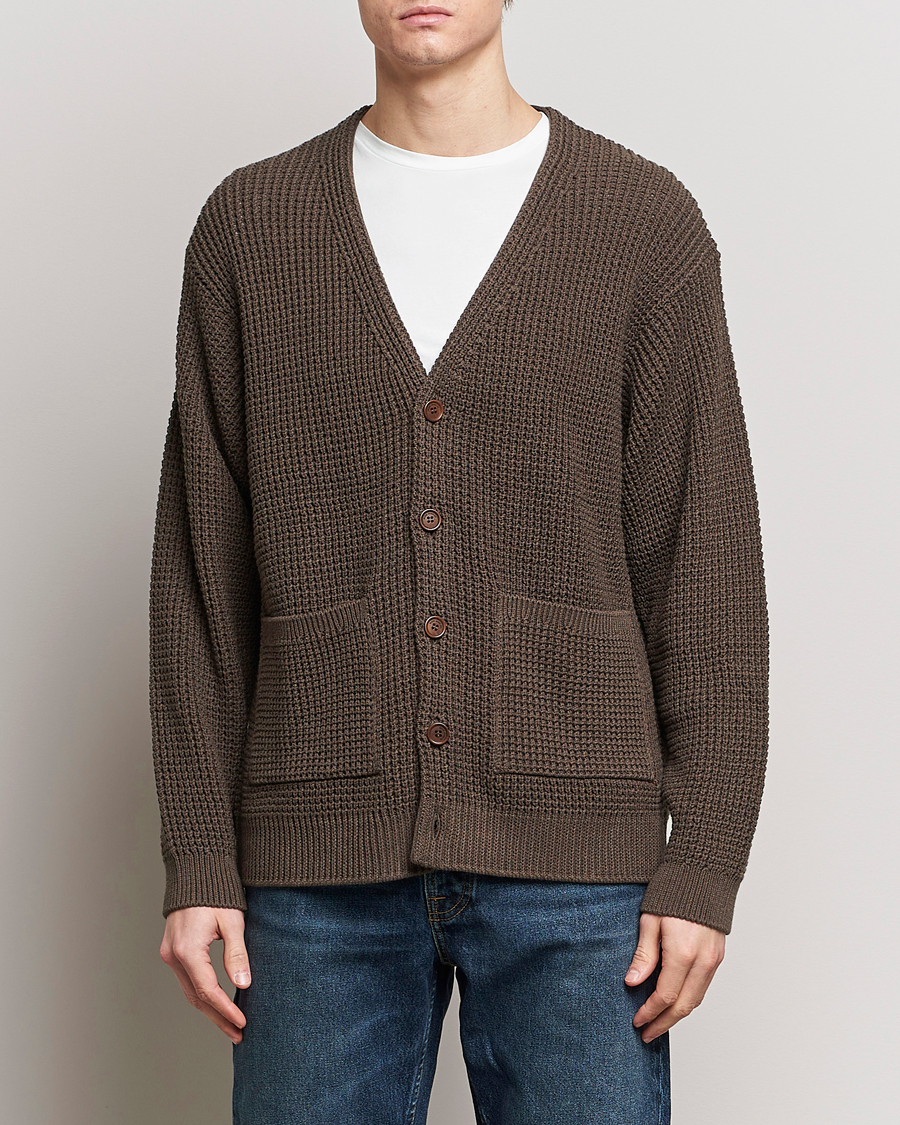 Homme | Pulls Et Tricots | Nudie Jeans | Kent Pineapple Knitted Cardigan Brown Melange