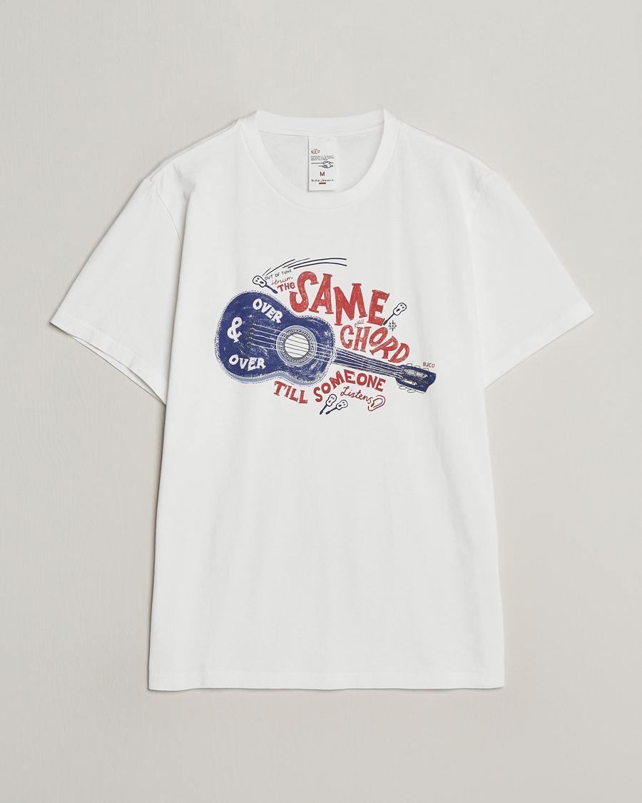 Homme | T-shirts | Nudie Jeans | Roy Printed Crew Neck T-Shirt Off White