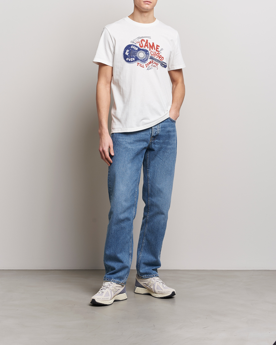 Homme | T-shirts | Nudie Jeans | Roy Printed Crew Neck T-Shirt Off White