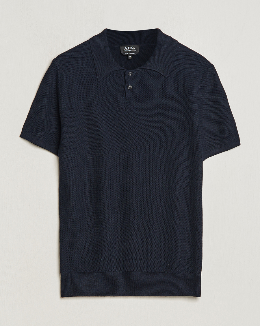 Homme | Polos | A.P.C. | Jay Viscose/Linen Polo Dark Navy