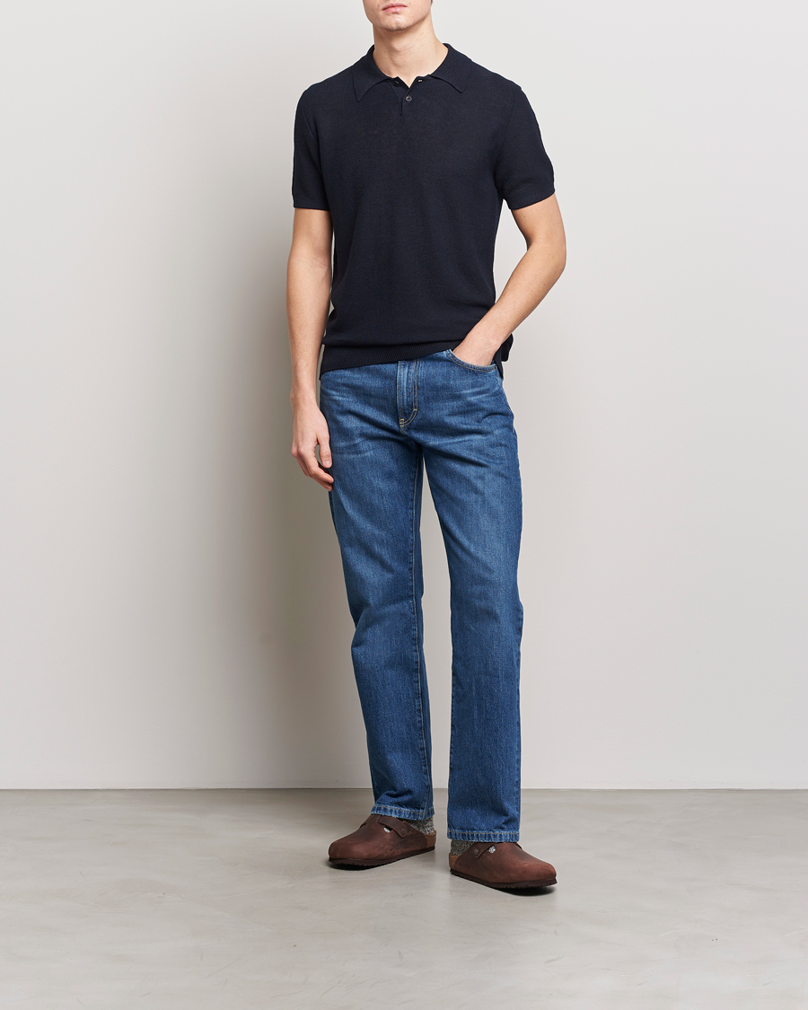 Homme | Polos | A.P.C. | Jay Viscose/Linen Polo Dark Navy