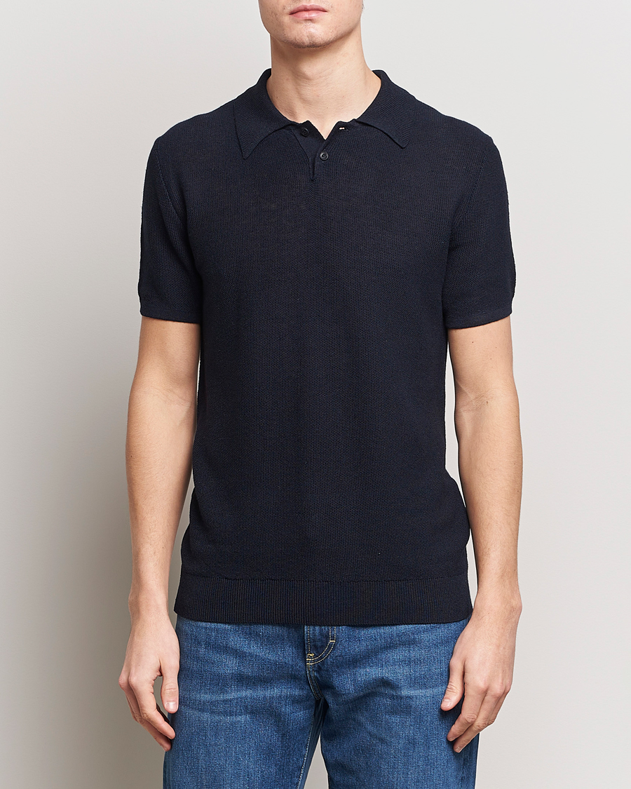 Homme | Sections | A.P.C. | Jay Viscose/Linen Polo Dark Navy