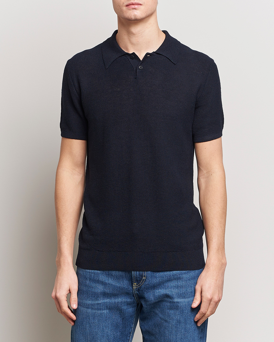 Homme | Polos | A.P.C. | Jay Viscose/Linen Polo Dark Navy