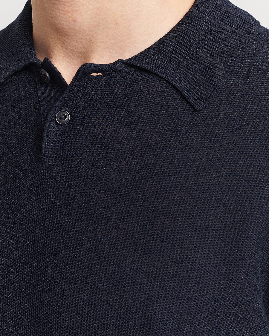 Homme | Polos | A.P.C. | Jay Viscose/Linen Polo Dark Navy