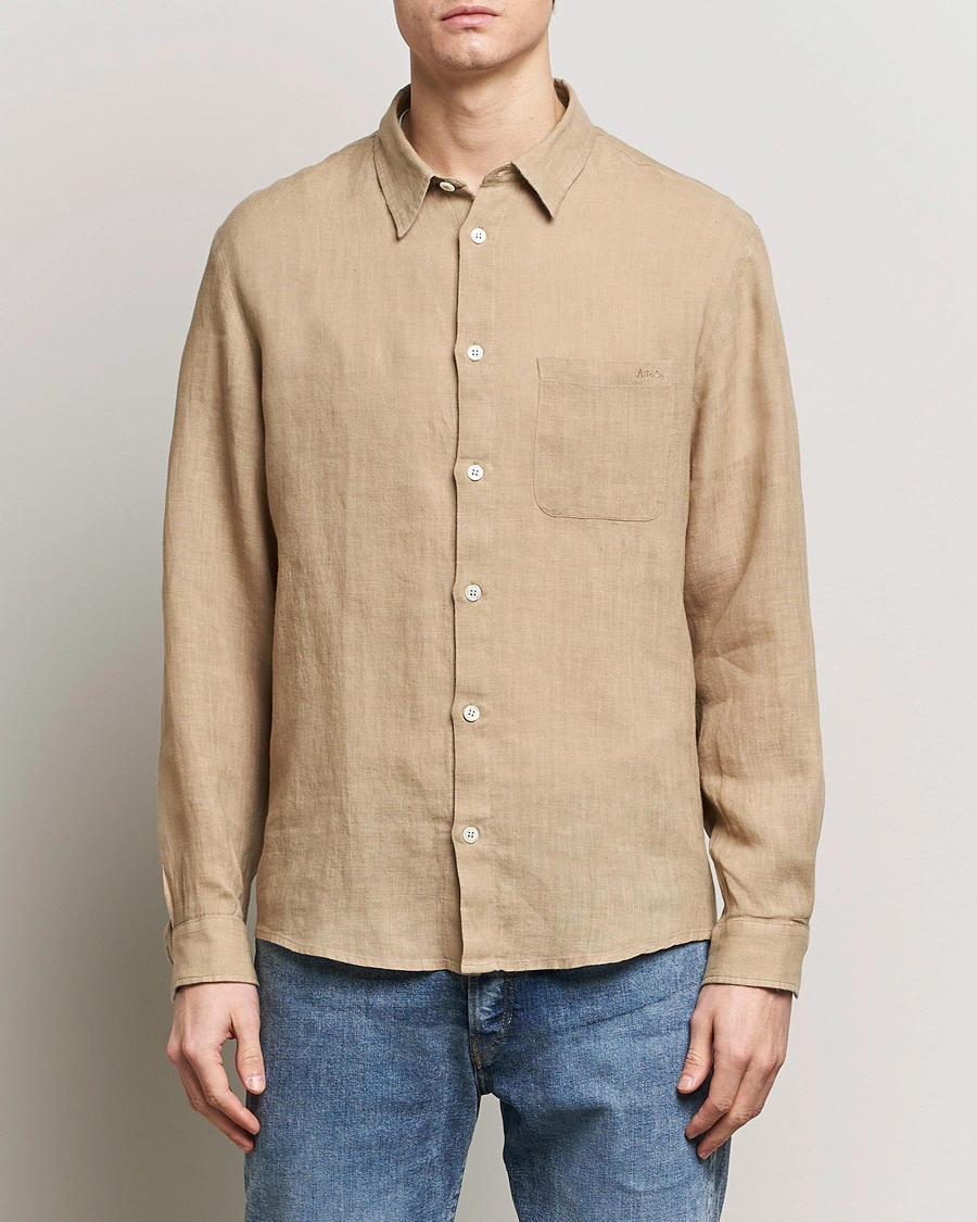 Homme | La collection lin | A.P.C. | Cassel Linen Shirt Beige