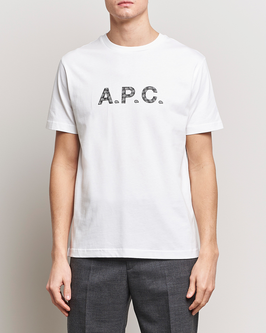 Homme | T-shirts À Manches Courtes | A.P.C. | Paisley Logo Crew Neck T-Shirt White