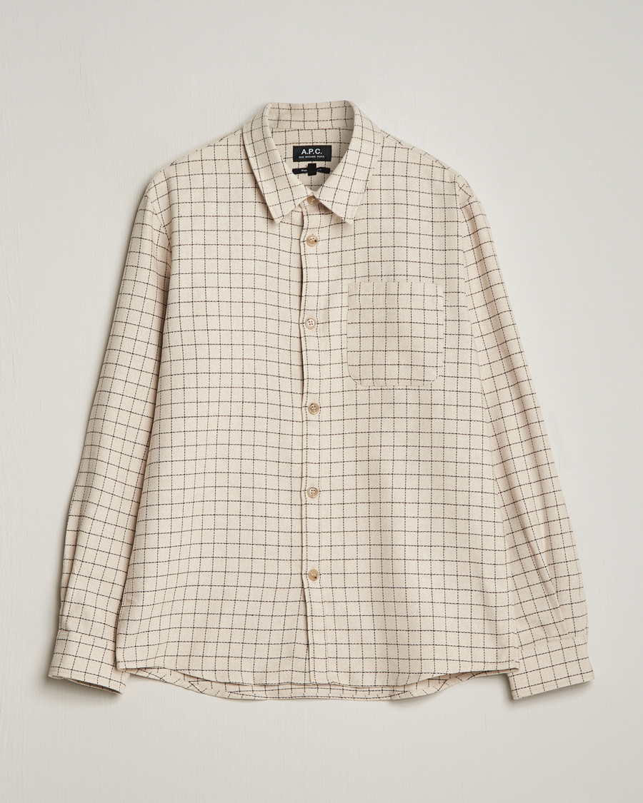 Homme | Chemises | A.P.C. | Trek Checked Overshirt Ecru