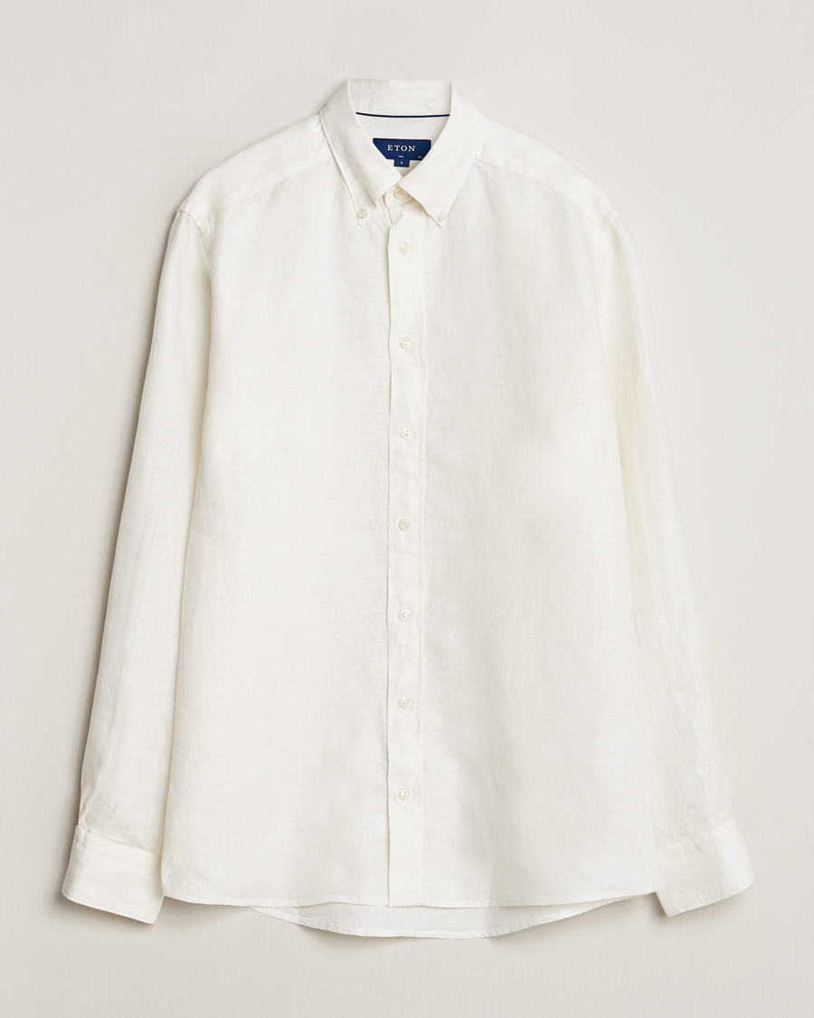Homme | Chemises | Eton | Slim Fit Linen Button Down Shirt White