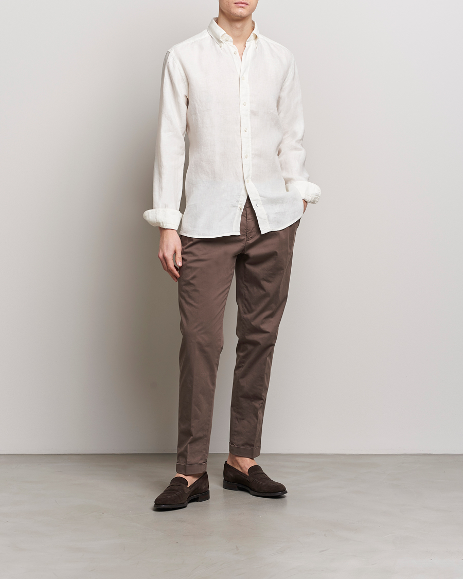 Homme | Chemises | Eton | Slim Fit Linen Button Down Shirt White
