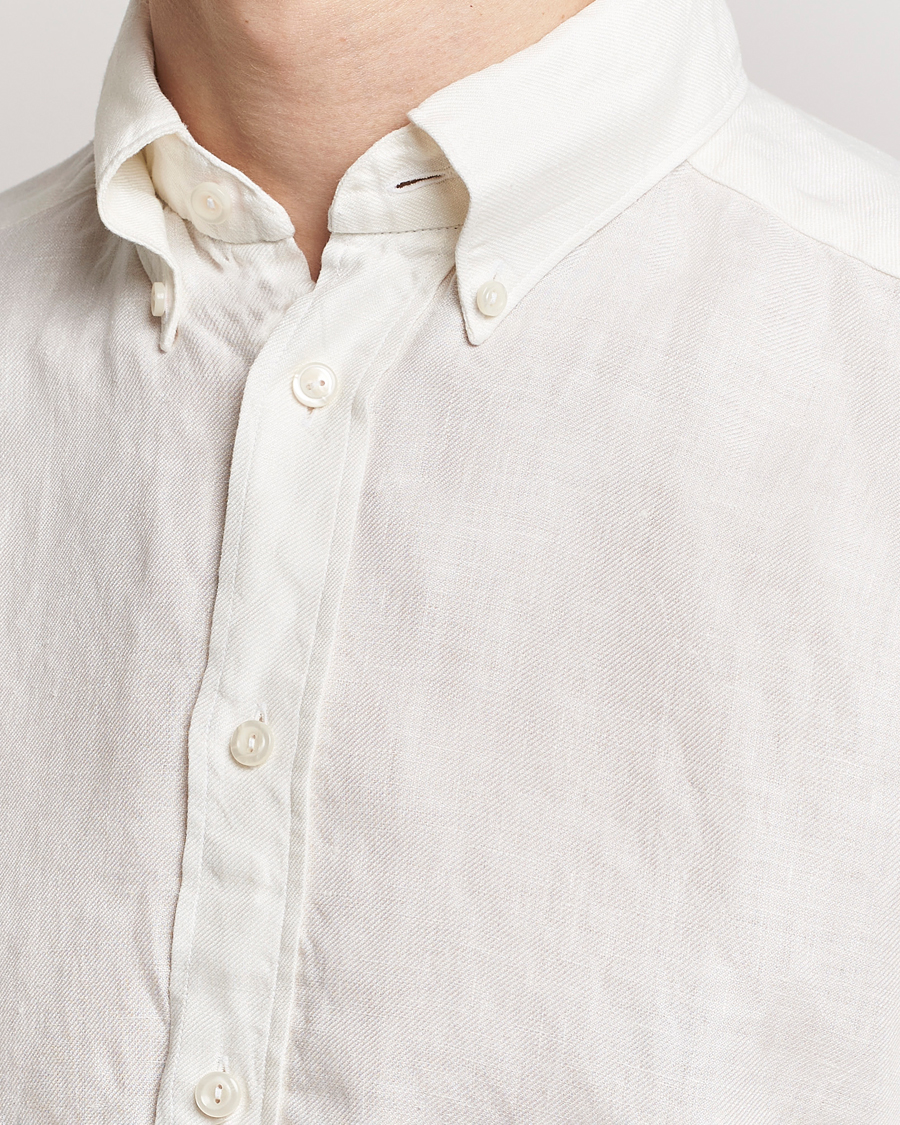 Homme | Chemises | Eton | Slim Fit Linen Button Down Shirt White