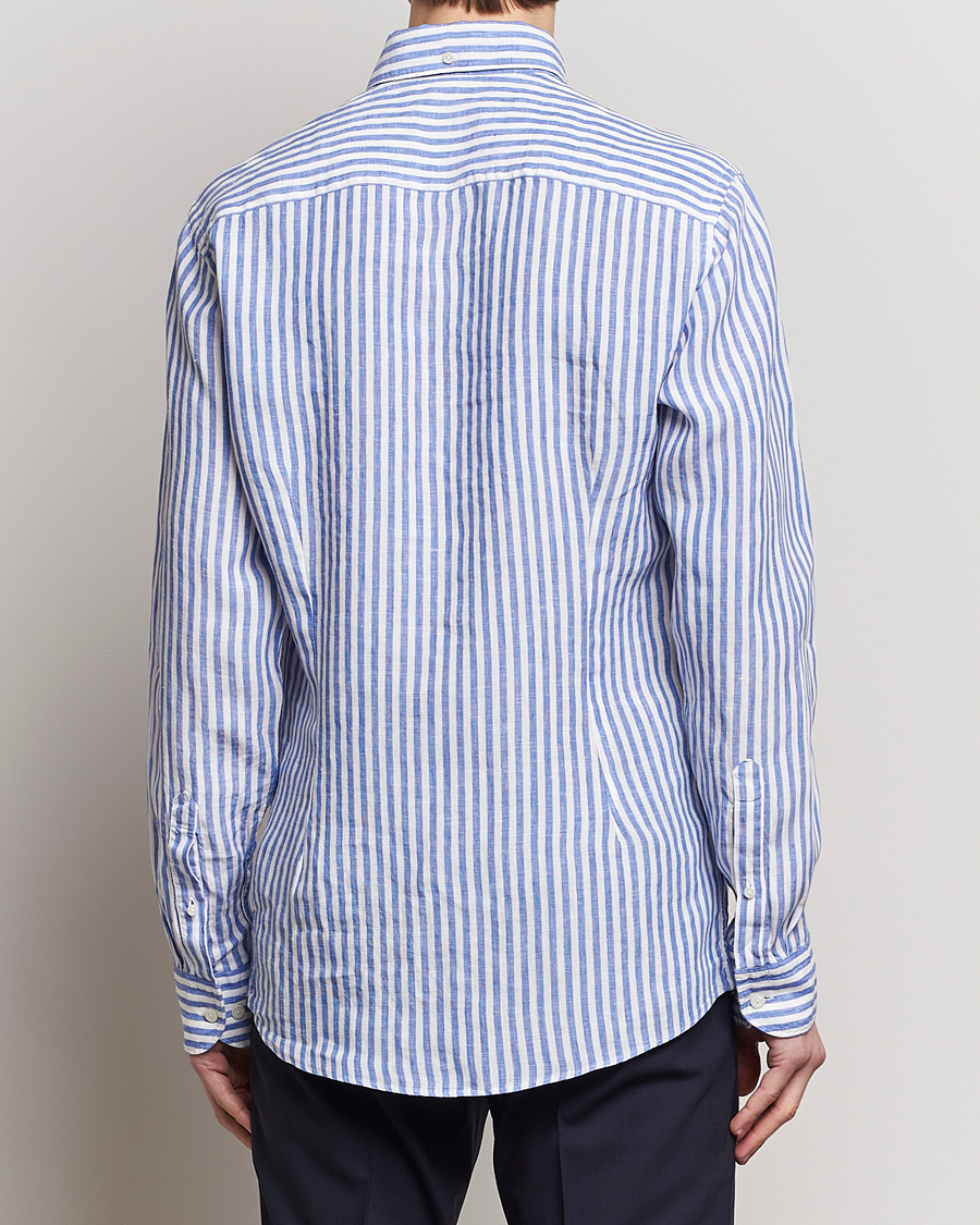 Homme | Chemises | Eton | Slim Fit Striped Linen Shirt Blue/White
