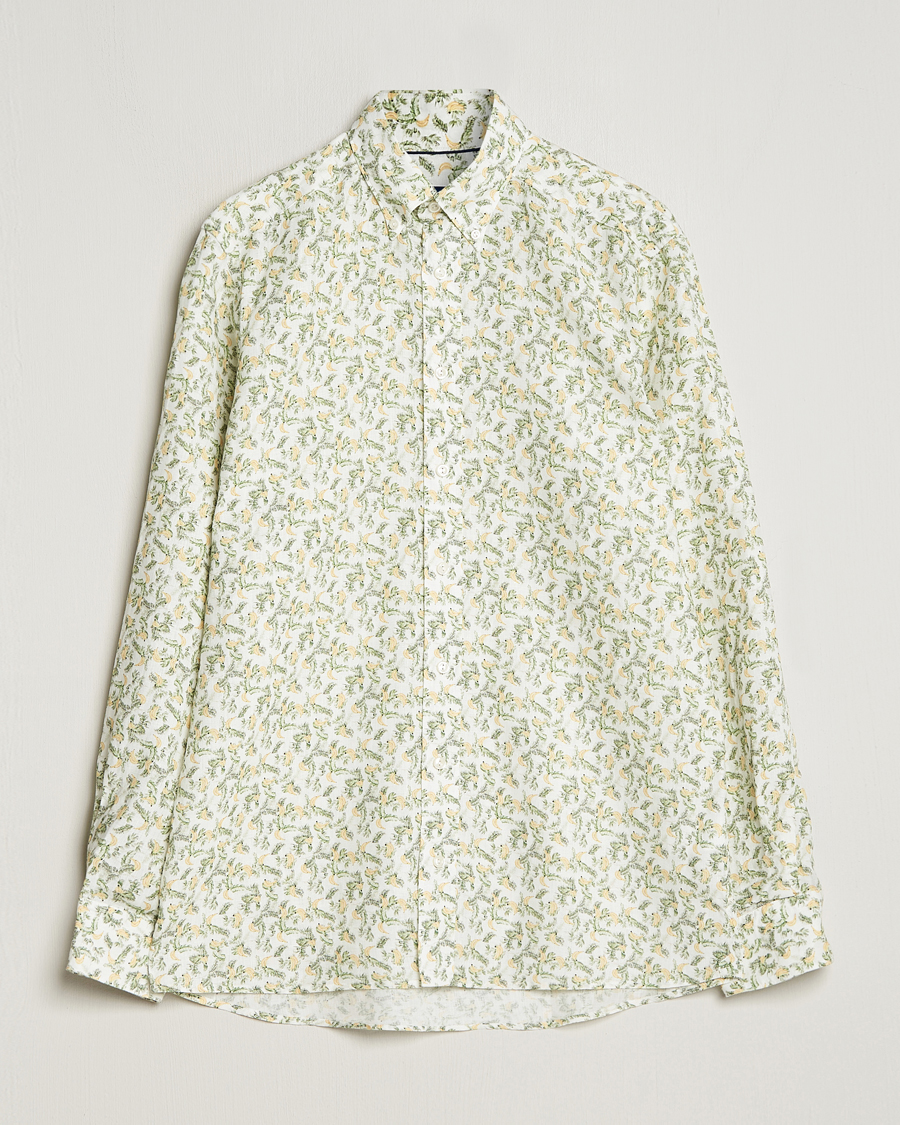 Homme | Chemises | Eton | Contemporary Fit Printed Linen Shirt Green Banana