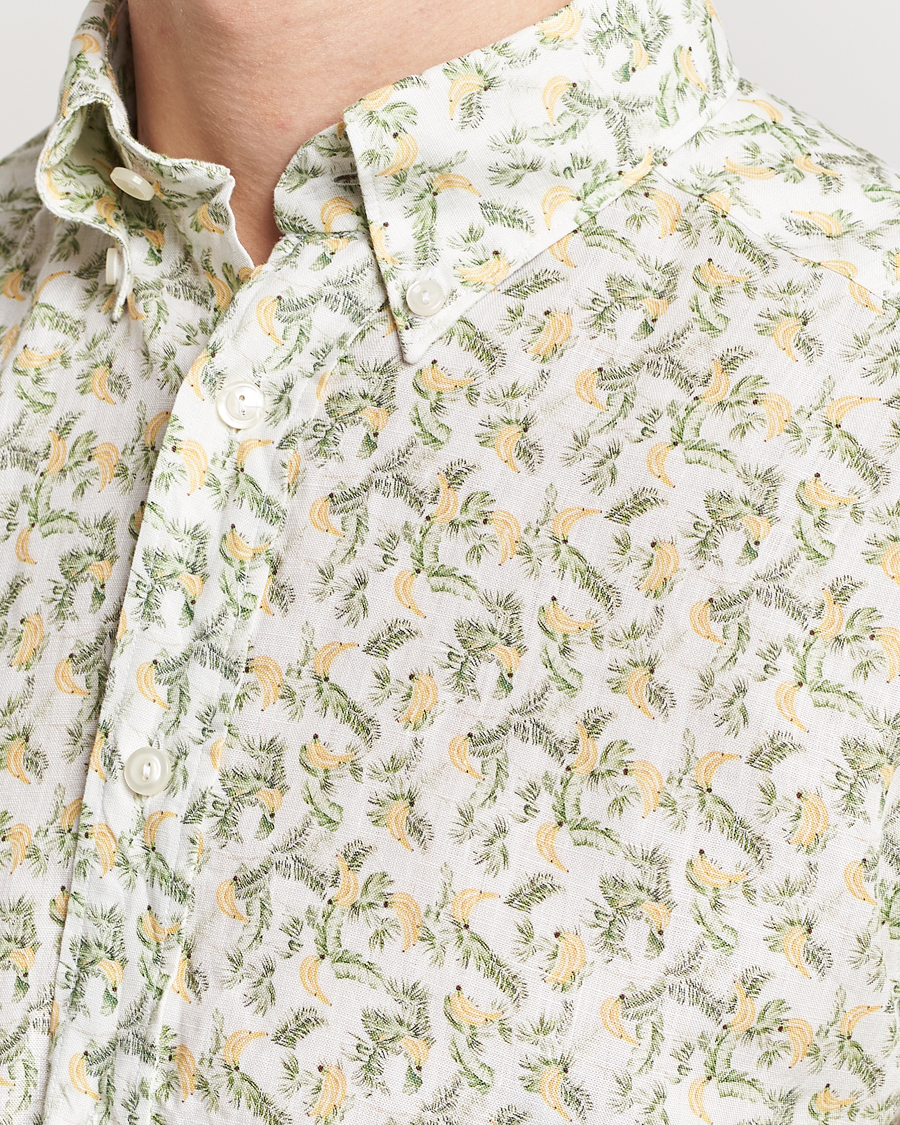 Homme | Chemises | Eton | Contemporary Fit Printed Linen Shirt Green Banana