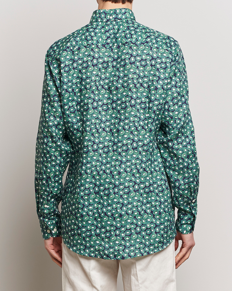 Homme | Chemises | Eton | Contemporary Fit Printed Linen Shirt Green Kiwi