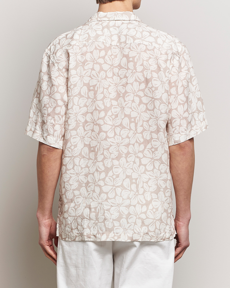 Homme | Chemises | Eton | Printed Floral Linen Resort Shirt Beige