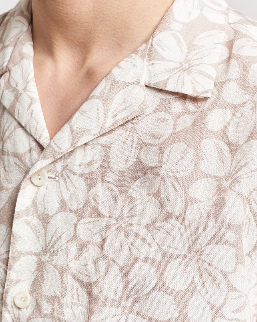 Homme | Chemises | Eton | Printed Floral Linen Resort Shirt Beige