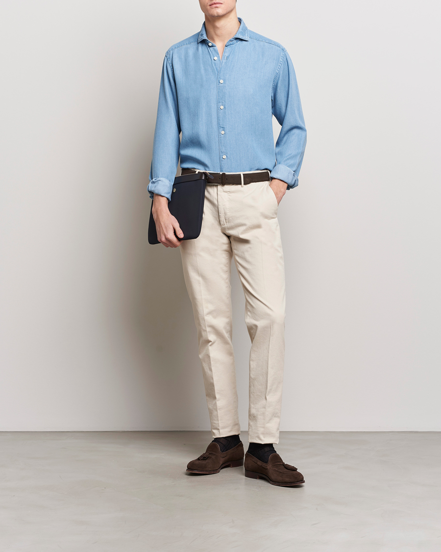 Homme | Chemises | Eton | Slim Fit Denim Tencel Shirt Blue
