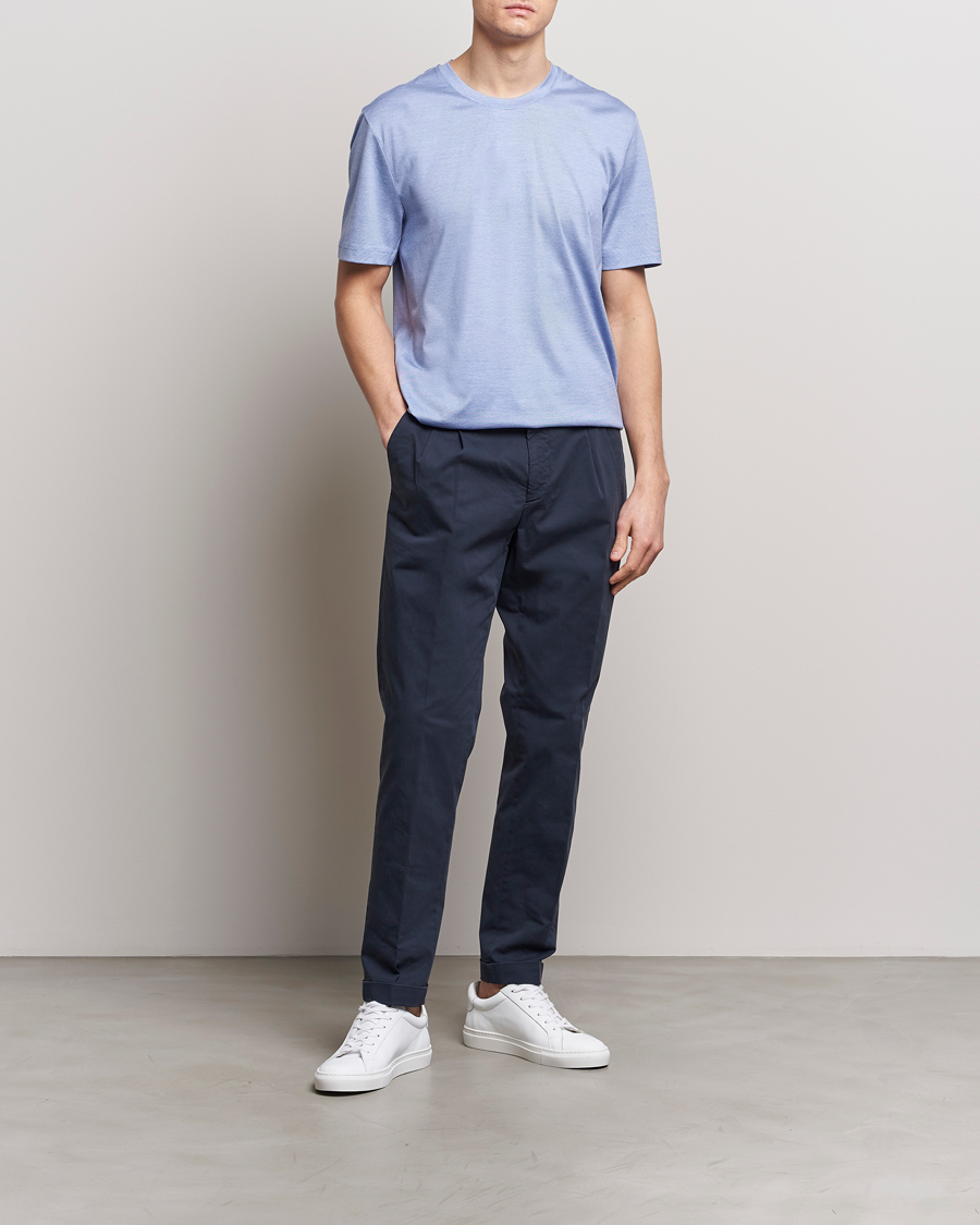 Homme | T-shirts | Eton | Mercerized Jersey Crew Neck T-Shirt Mid Blue