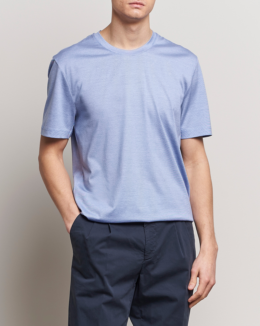 Homme | T-shirts | Eton | Mercerized Jersey Crew Neck T-Shirt Mid Blue