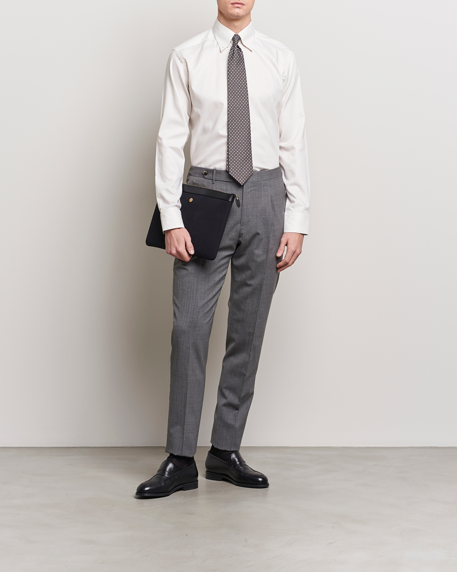 Homme | Chemises | Eton | Slim Fit Bengal Striped Oxford Shirt Beige/White