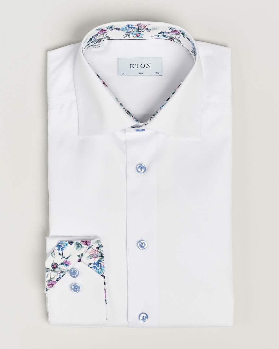 Homme | Chemises | Eton | Slim Fit Signature Twill Contrast Shirt White