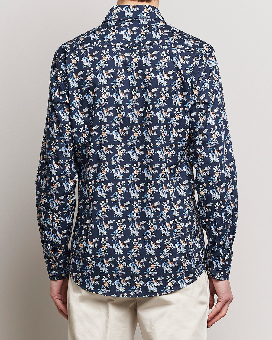 Homme | Chemises | Eton | Slim Fit Twill Printed Flower Shirt Navy Blue