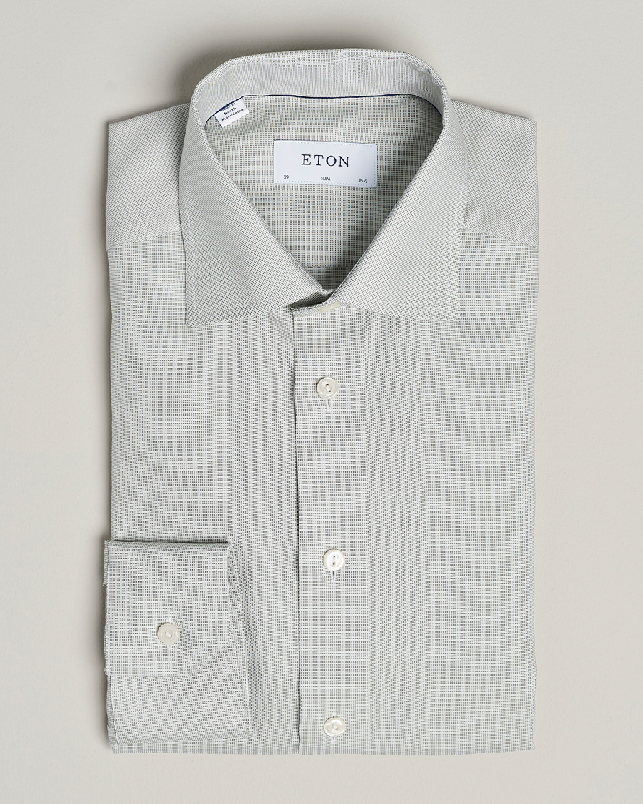 Homme | Chemises | Eton | Slim Fit Twill Shirt Mid Green