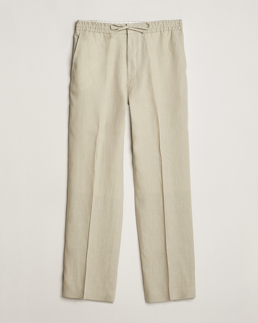 Homme | Pantalons | Tiger of Sweden | Iscove Linen Drawstring Trousers Dawn Misty
