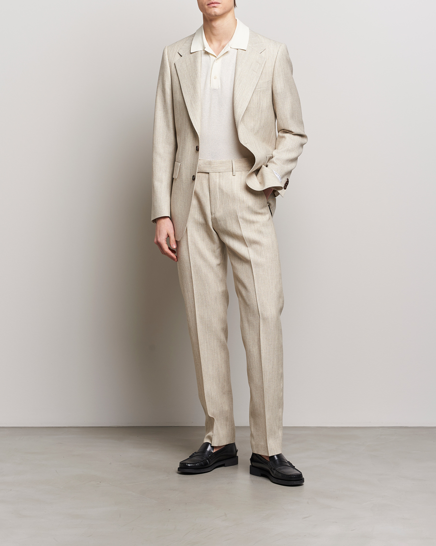 Homme | Pantalons | Tiger of Sweden | Tenser Wool/Linen Canvas Trousers Natural White