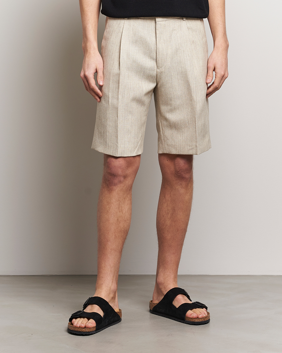 Homme | Shorts En Lin | Tiger of Sweden | Tulley Wool/Linen Canvas Shorts Natural White
