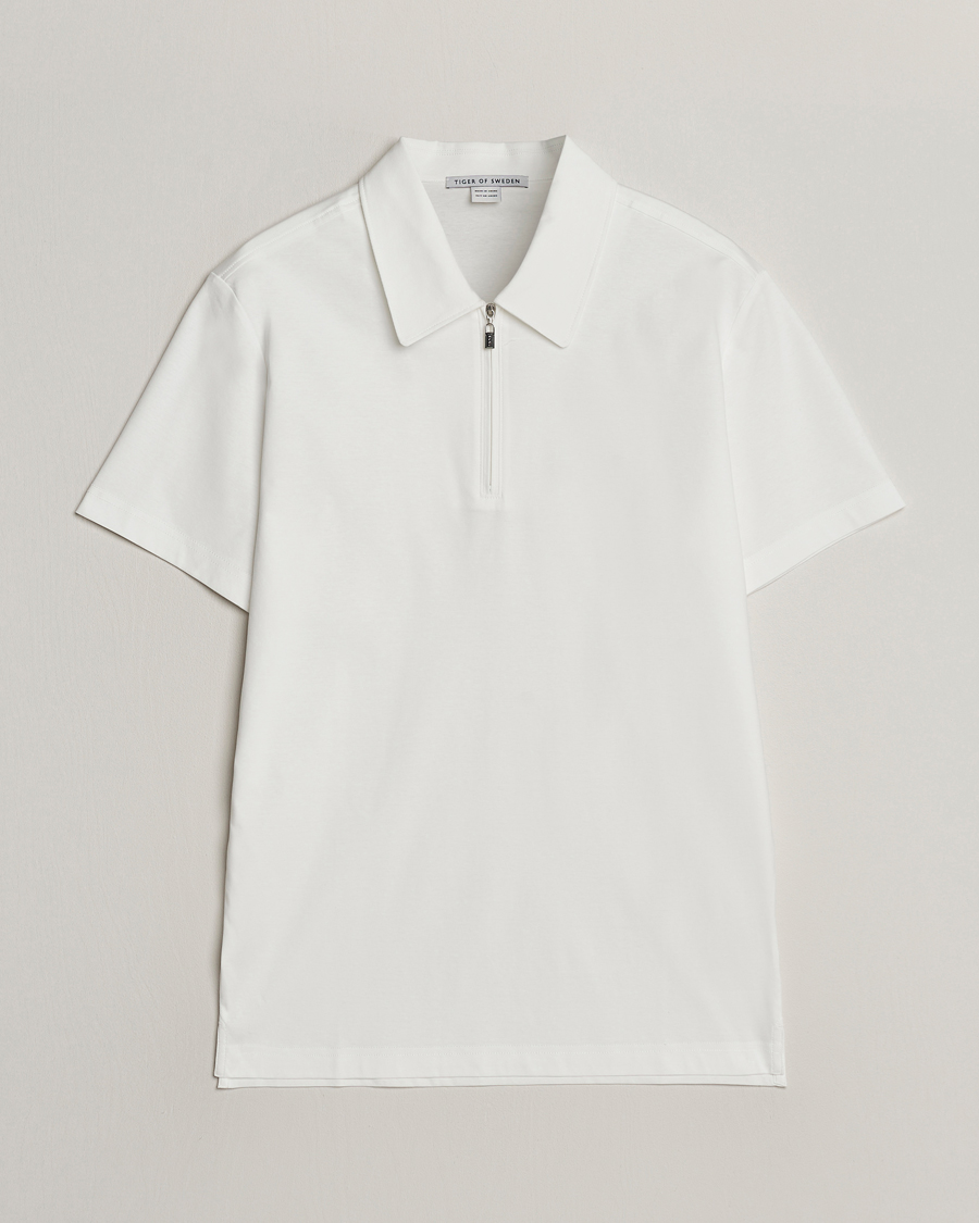 Homme | Polos | Tiger of Sweden | Laron Mercerized Cotton Half Zip Polo Summer Snow