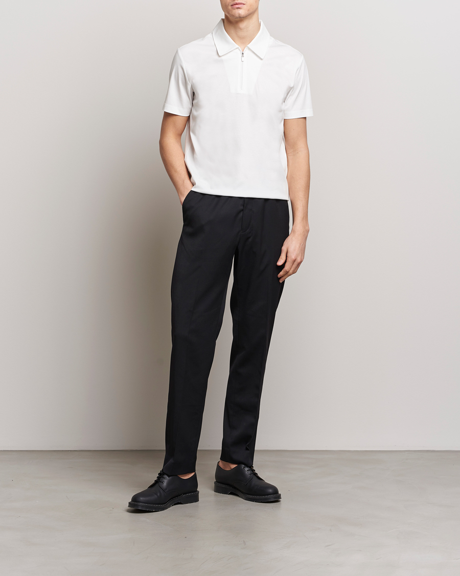 Homme | Polos | Tiger of Sweden | Laron Mercerized Cotton Half Zip Polo Summer Snow