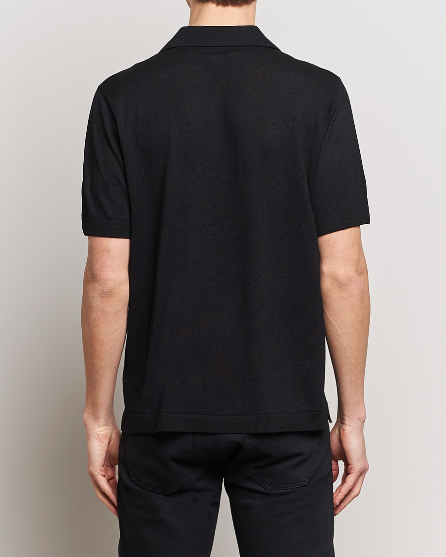 Homme | Polos | Tiger of Sweden | Beker Knitted Merino Open Collar Polo Black