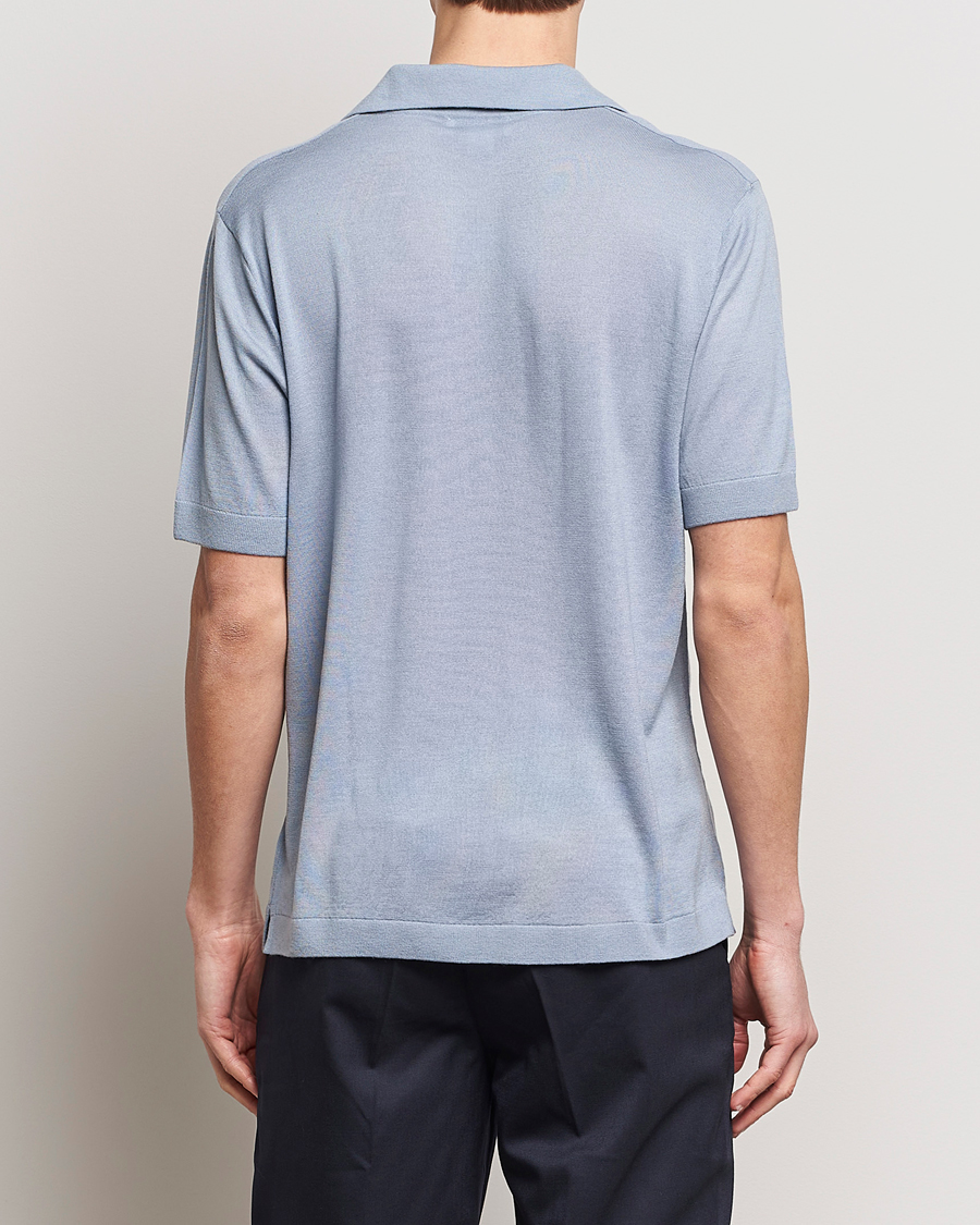 Homme | Polos | Tiger of Sweden | Beker Knitted Merino Open Collar Polo Polar Blue