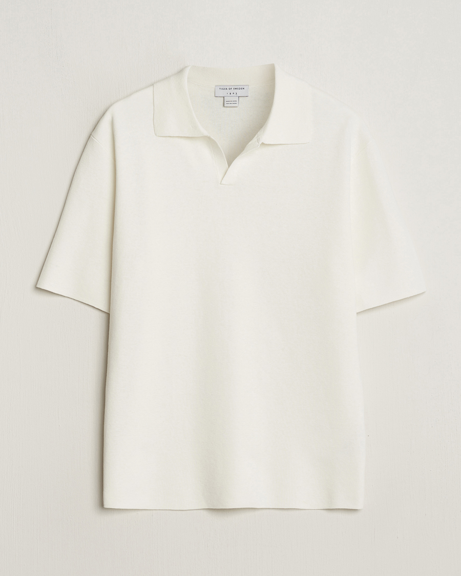 Homme | Polos | Tiger of Sweden | Maelon Linen/Cotton Knitted Polo Summer Snow