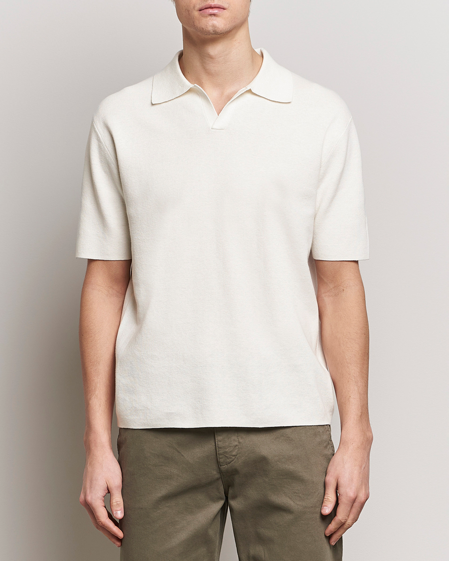 Homme | Polos | Tiger of Sweden | Maelon Linen/Cotton Knitted Polo Summer Snow