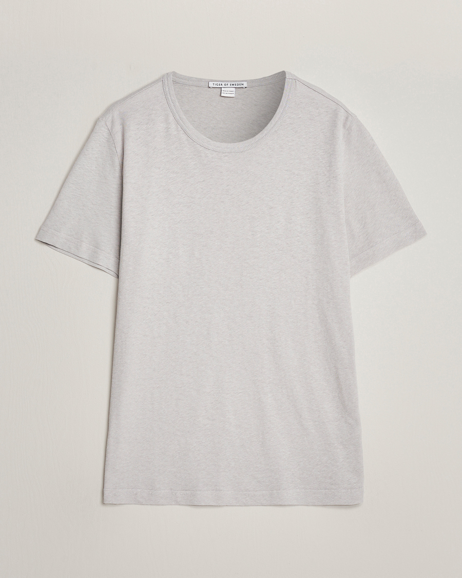 Homme | T-shirts | Tiger of Sweden | Olaf Cotton/Linen Crew Neck T-Shirt Granite