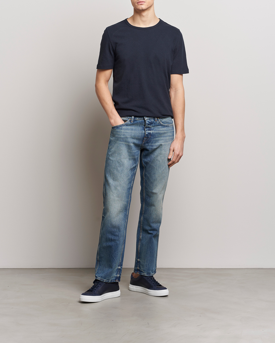 Homme | T-shirts | Tiger of Sweden | Olaf Cotton/Linen Crew Neck T-Shirt Light Ink