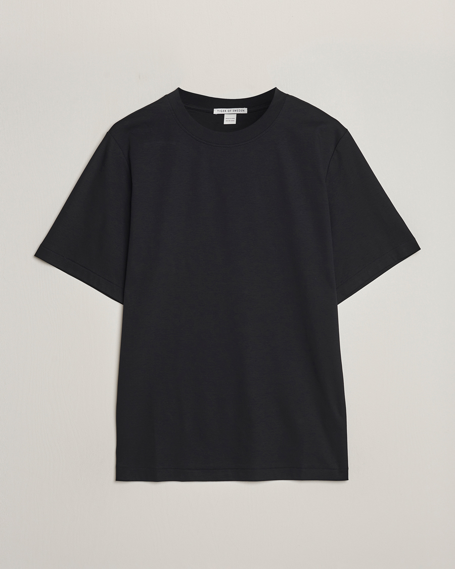 Homme | T-shirts | Tiger of Sweden | Mercerized Cotton Crew Neck T-Shirt Black