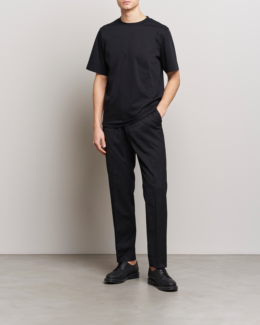 Homme | T-shirts | Tiger of Sweden | Mercerized Cotton Crew Neck T-Shirt Black